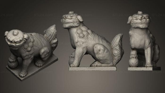 Статуэтки львы тигры сфинксы (Китайская собака, STKL_0008) 3D модель для ЧПУ станка